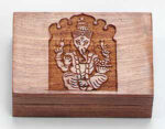 Wooden Box - Ganesh Hand Carved (4"x6")